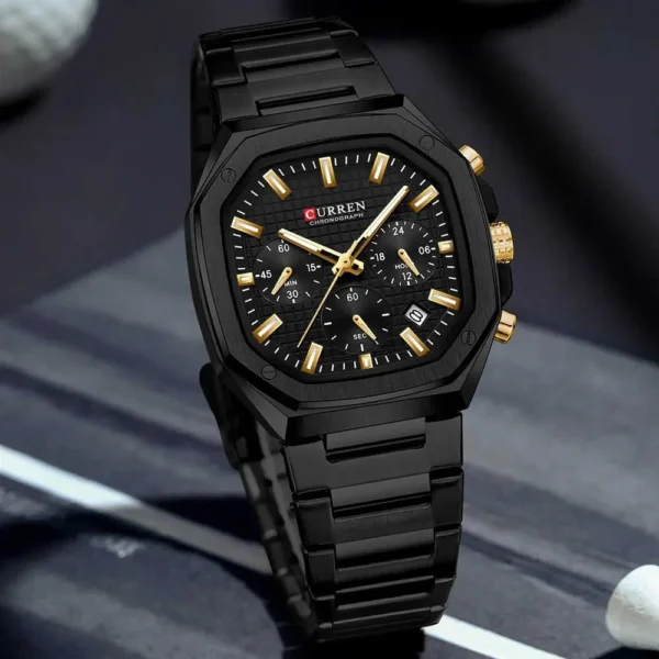 CURREN 8459 Stainless Steel Active Chronograph Luminous Watch For Men With Free Box By Primepick