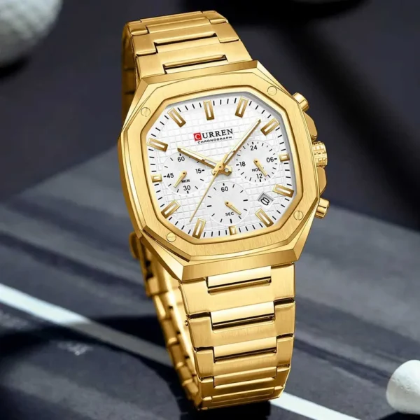 CURREN 8459 Stainless Steel Active Chronograph Luminous Watch For Men With Free Box By Primepick