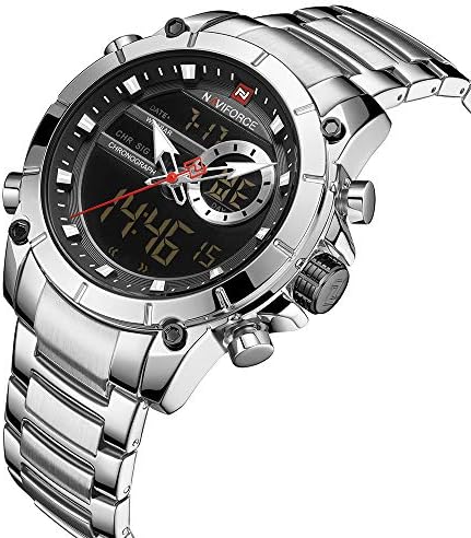 NAVIFORCE NF9163 Silver Stainless Steel Dual Time Wrist Watch for Men