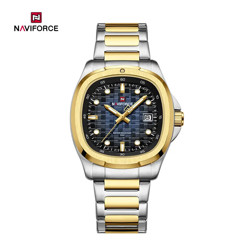 NAVIFORCE NF9240 Men’s Quartz Date Watch Japanese Movement Square Dial Stainless Steel Waterproof Design - Image 2