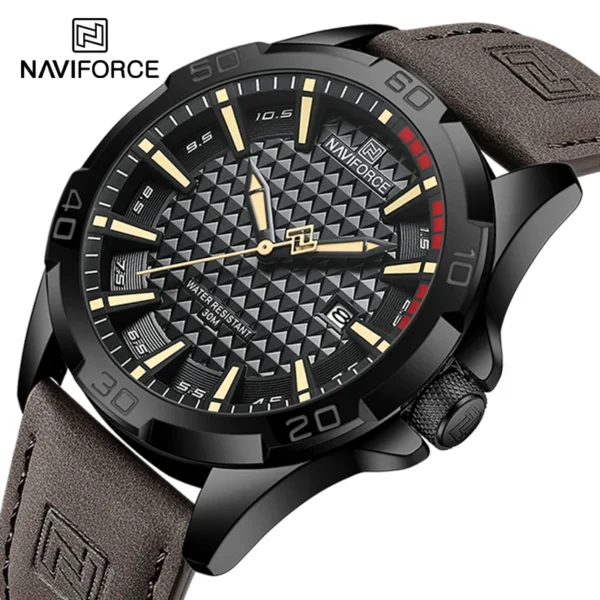 NAVIFORCE NF8023 PU Leather Analog Watch for Men