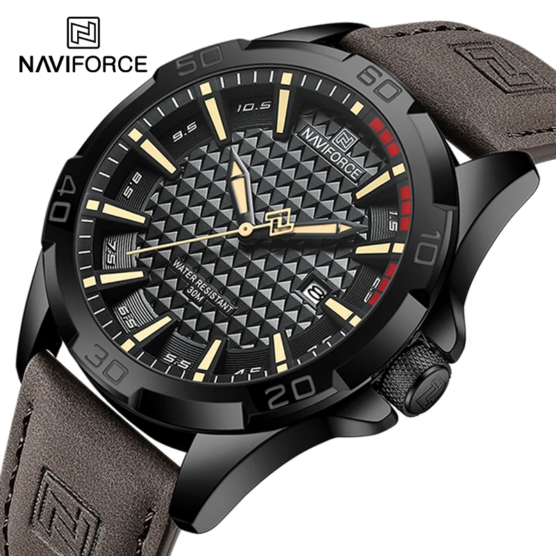 NAVIFORCE NF8023 PU Leather Analog Watch for Men