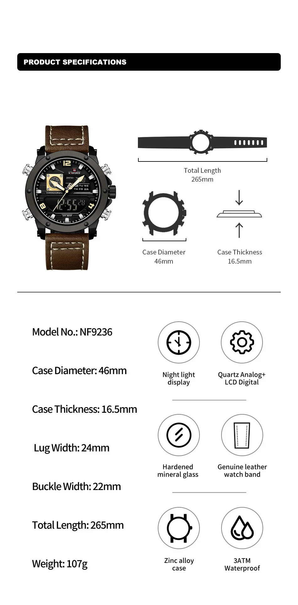 NAVIFORCE NF9236 Japanese Movement Military Style Men’s Watch With Water Resistance And Luminous Outdoor Sports Features - Image 4