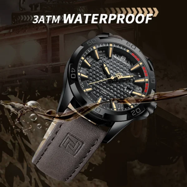 NAVIFORCE NF8023 PU Leather Analog Watch for Men - Image 3