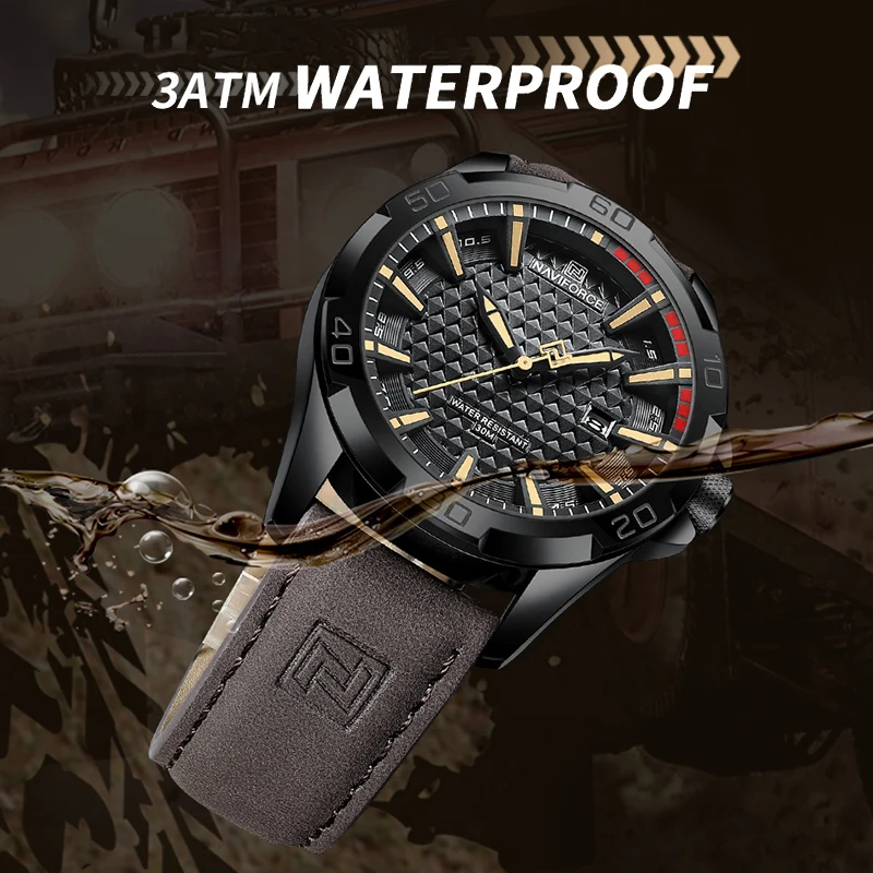 NAVIFORCE NF8023 PU Leather Analog Watch for Men - Image 3