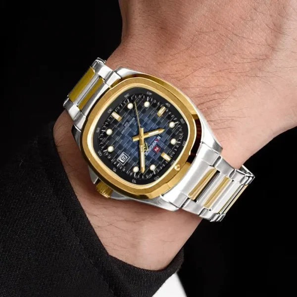 NAVIFORCE NF9240 Men’s Quartz Date Watch Japanese Movement Square Dial Stainless Steel Waterproof Design - Image 3