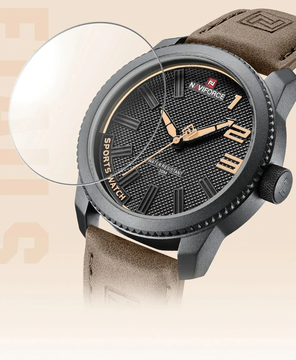 NAVIFORCE 9202 Casual Leather Watch Style Fashion Wristwatch For Men - Black & Chocolate - Image 5