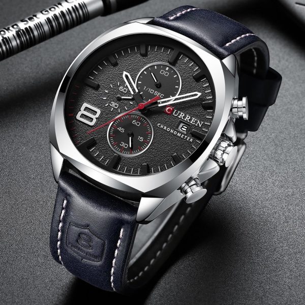 CURREN 8324 PU Leather Chronograph Fashionable Classic Watch For Men