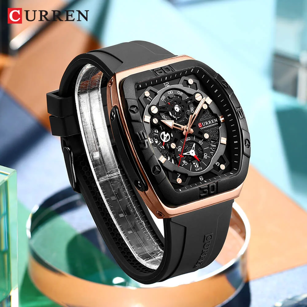 CURREN 8443 Men Fashion Sport Watch Waterproof Luminous Hollow Out Design Multifunction Full Auto Date Quartz Watches - Image 4