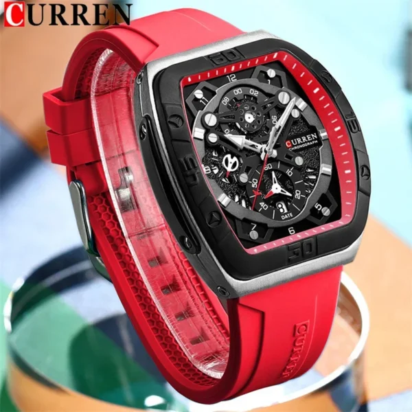 CURREN 8443 Men Fashion Sport Watch Waterproof Luminous Hollow Out Design Multifunction Full Auto Date Quartz Watches - Image 2