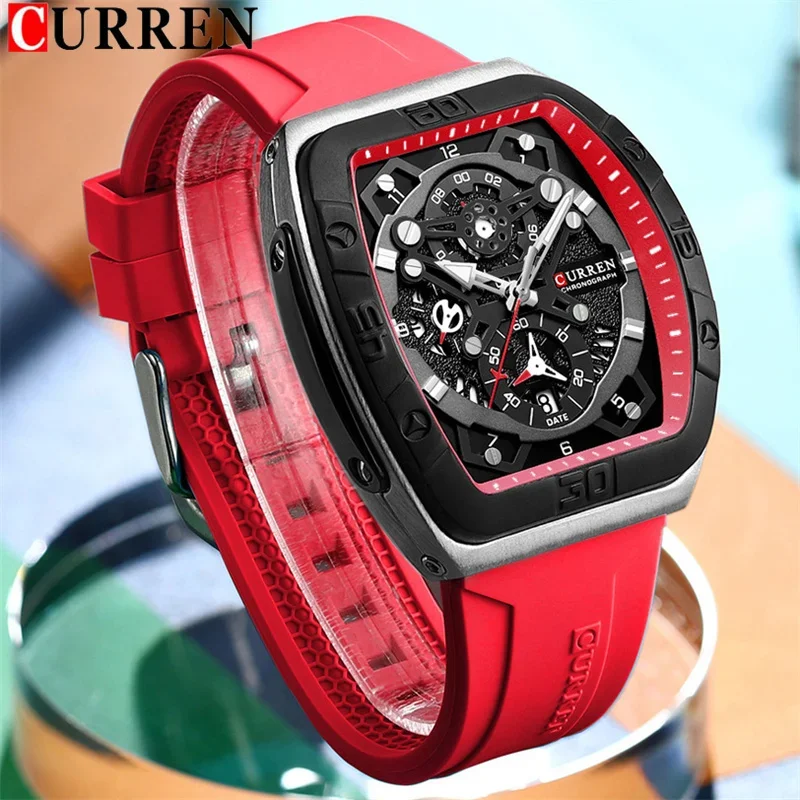 CURREN 8443 Men Fashion Sport Watch Waterproof Luminous Hollow Out Design Multifunction Full Auto Date Quartz Watches - Image 2