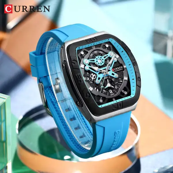 CURREN 8443 Men Fashion Sport Watch Waterproof Luminous Hollow Out Design Multifunction Full Auto Date Quartz Watches - Image 3