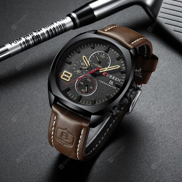 CURREN 8324 PU Leather Chronograph Fashionable Classic Watch For Men - Image 4
