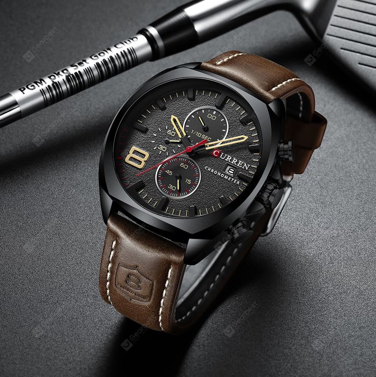 CURREN 8324 PU Leather Chronograph Fashionable Classic Watch For Men - Image 4