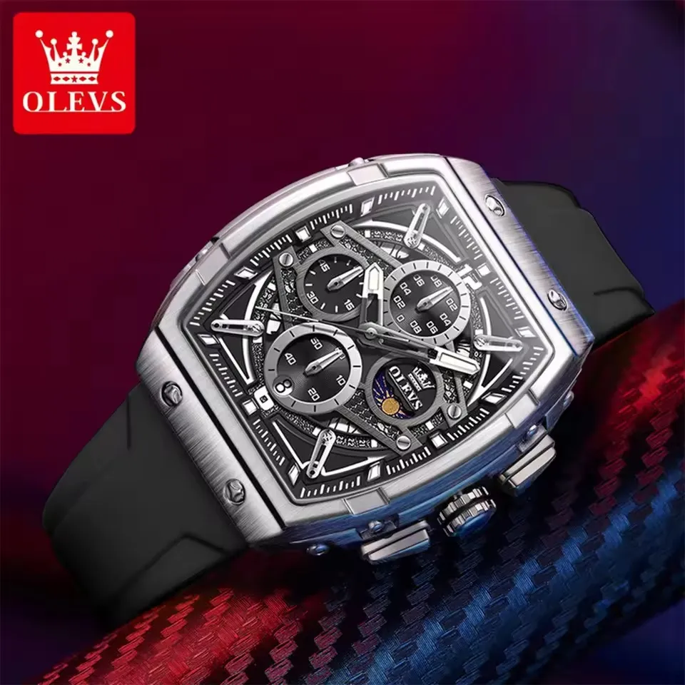 OLEVS 2975 PU-L Watch For Men With Free Box.