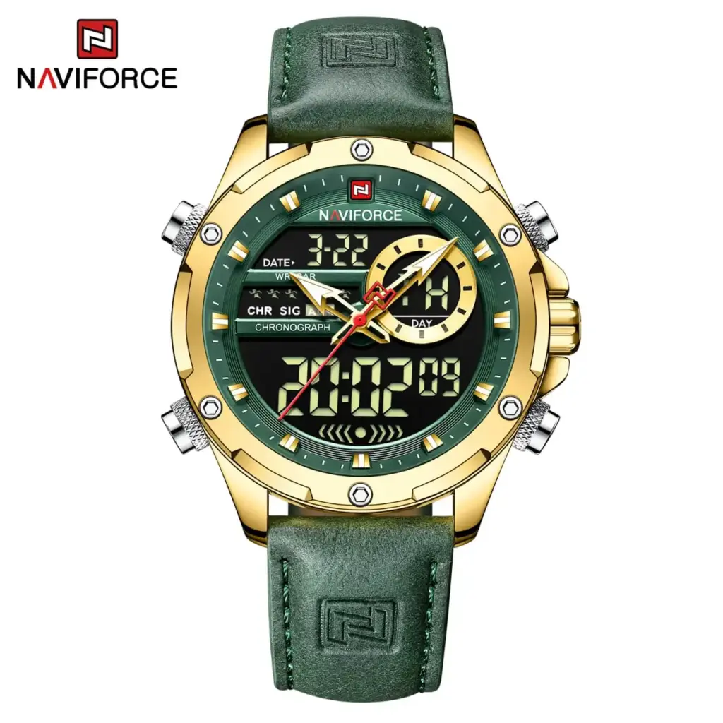 NAVIFORCE NF9208 PU Leather Dual Time Wrist Watch