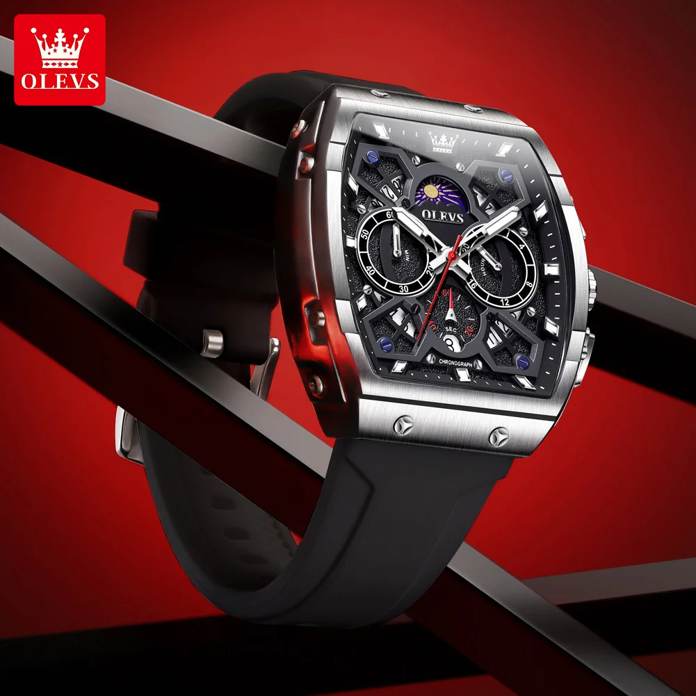 OLEVS 2942 PU-L Watch For Men With Free Box.